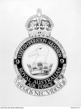 photo: the official badge of no 9 (fleet cooperation) squadron raaf.