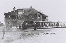 photo: steam tram at speers point hotel