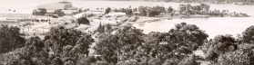 photo: rathmines air base, rathmines, lake macquarie nsw 1956, showing hanger and officers quarters